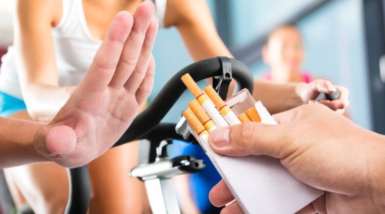 give up cigarettes and exercise on an exercise bike